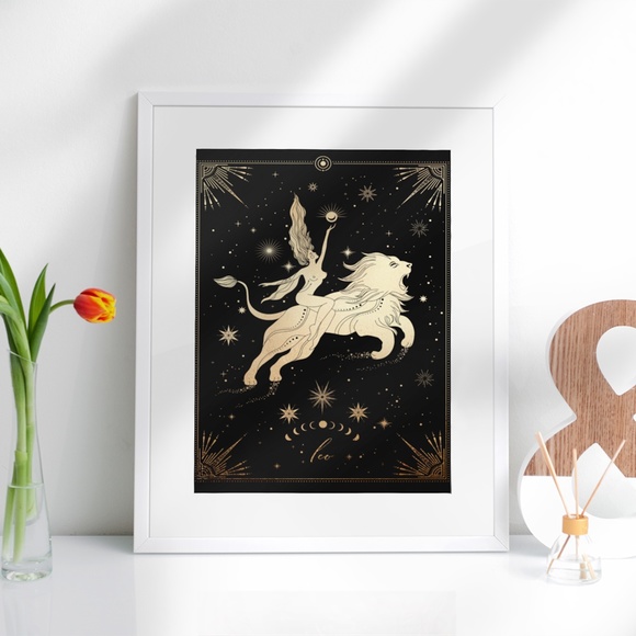 Leo Wall Art Celestial Zodiac Horoscope Illustration Print Poster Unframed - Picture 6 of 17
